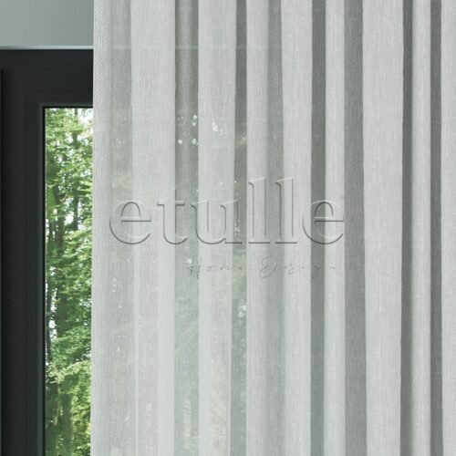 Açık Gri Modern Petek Dokulu Keten Efekli Dökümlü Düz Tül Perde | Soleil