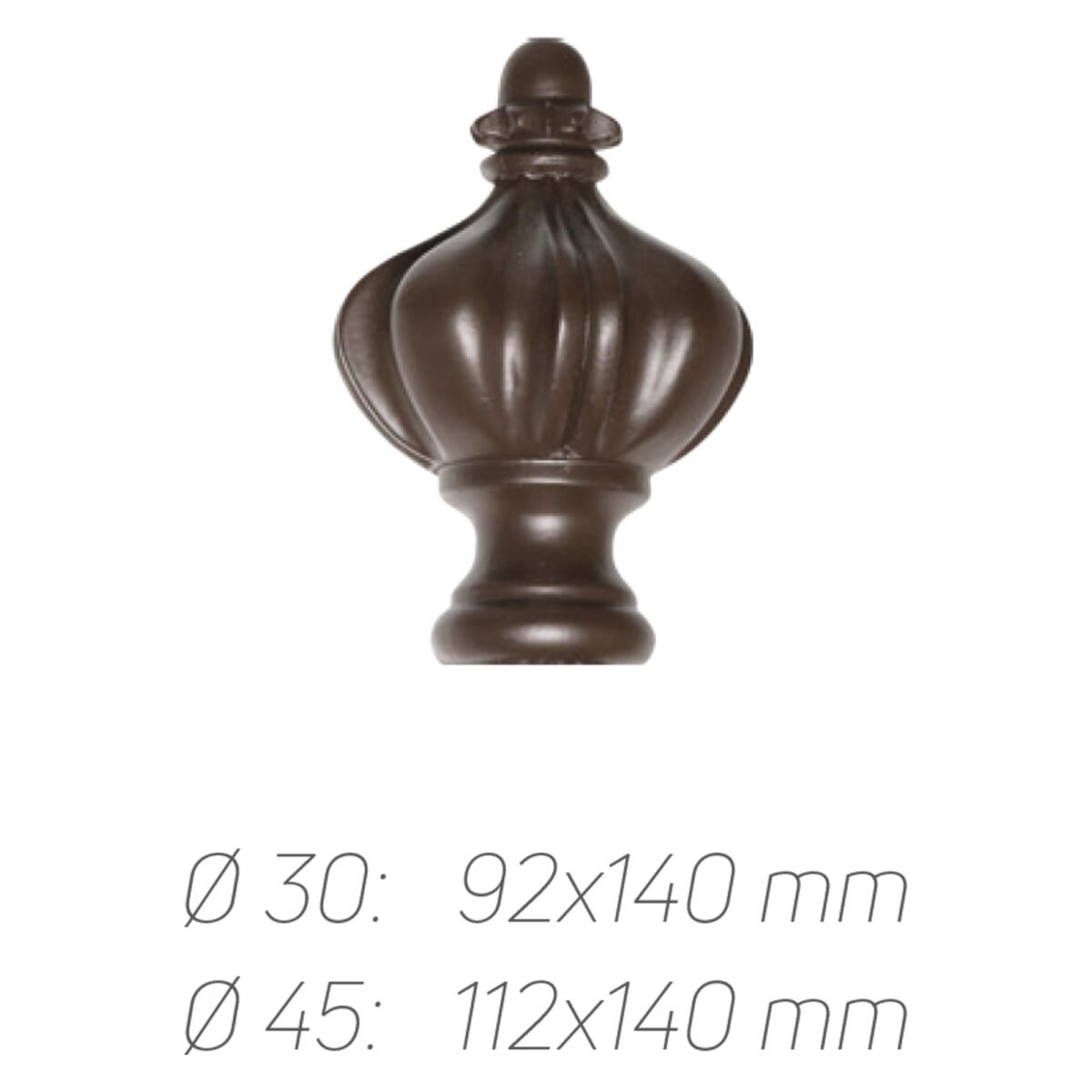 Rustik Perde Borusu 30 mm - Kahverengi Eskitme Metal - Taç - Görsel 2