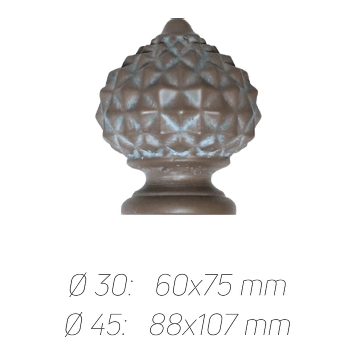 Rustik Perde Borusu 30 mm - Kahverengi Eskitme Metal - Elmas - Görsel 2