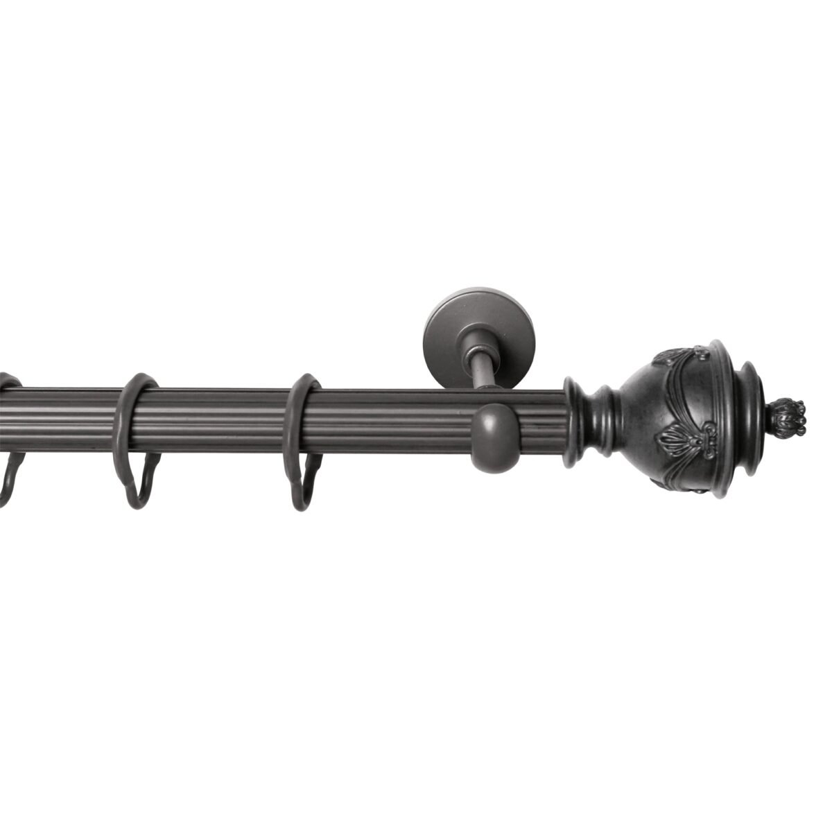 Rustik Perde Borusu 30 mm - Antrasit Eskitme Metal - Fiyonklu Vazo - Görsel 1