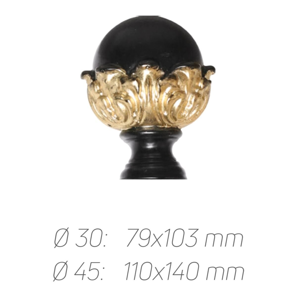 Rustik Perde Borusu 30 mm - Siyah Altın Eskitme Metal - Ornato - Görsel 2