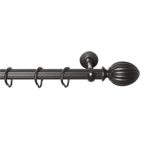 Rustik Perde Borusu 30 mm - Siyah Eskitme Metal - Tepe